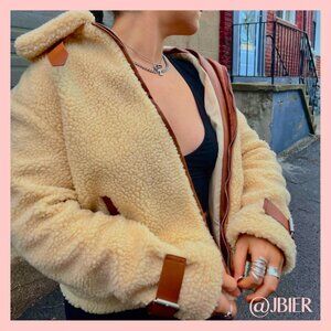 Leather Strap Teddy Jacket